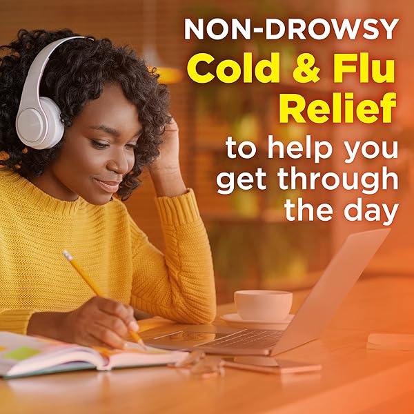 AMAZON BASIC CARE DAYTIME COLD AND FLU RELIEF SOFTGELS, NON-DROWSY MULTI-SYMPTOM RELIEF FOR PAIN, FEVER, HEADACHE, COUGH, SORE THROAT, NASAL CONGESTION, 24 COUNT