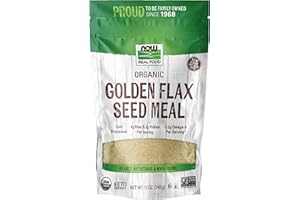 NOW Foods, Organic Golden Flax Seed Meal, Source of Essential Fatty Acids and Fiber, Cold-Processed, Certified Non-GMO, 12-Ounce (Packaging May Vary)