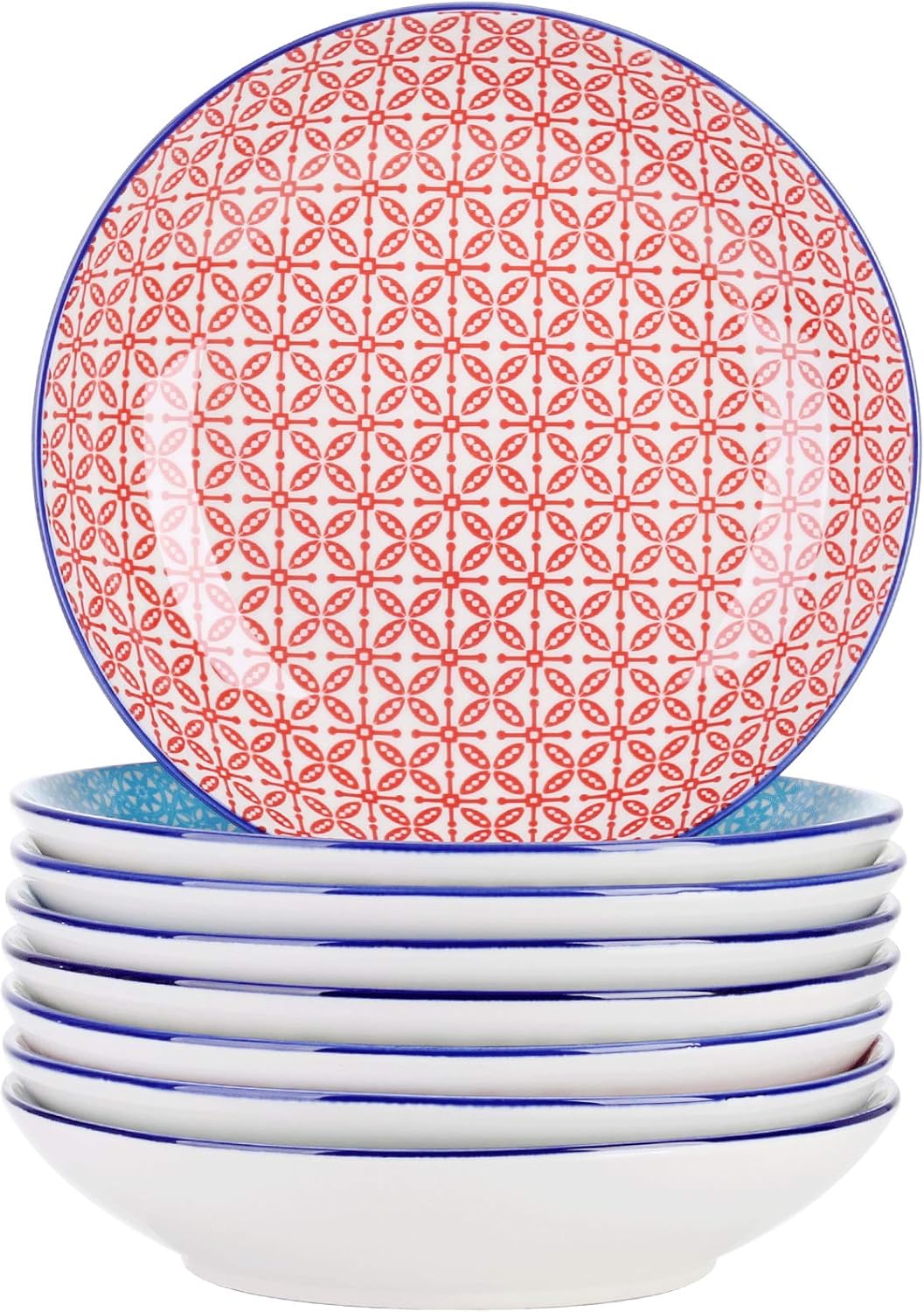 Vancasso Suppenteller Porzellan, Maracon 8 teilig Tiefteller bunt, Ø 21,5 cm, Füllmenge 600 ml Geschirr Tellerset Suppenschalen