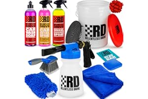 Relentless Drive Deluxe Car Wash Kit - Car Cleaning Kit with Car Wash Foam Gun & 5 Gallon Car Wash Bucket, Car Gifts for Men, Gifts for Car Guys, Complete Car Detailing Kit