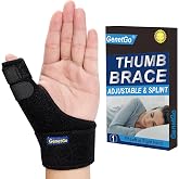 GenetGo Trigger Thumb Splint - Thumb Spica Support Brace Stabilizer for Pain, Sprains, Arthritis, Tendonitis (Right Hand or Left Hand) (Black)