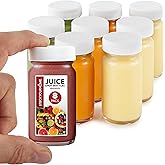 Stock Your Home Glass Shot Bottles with Caps (8 Pack) 2 Oz Juice, Wellness, or Ginger Shots Bottle - Leak Proof, Dishwasher Safe, Mini Jars with Plastic Lids - Reusable Small Juicing Containers