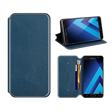 Swingga Samsung Galaxy A5 2017 Hülle, Handyhülle Premium Leder Tasche Flip Case Schutzhülle für Samsung Galaxy A5 2017,Dunkel
