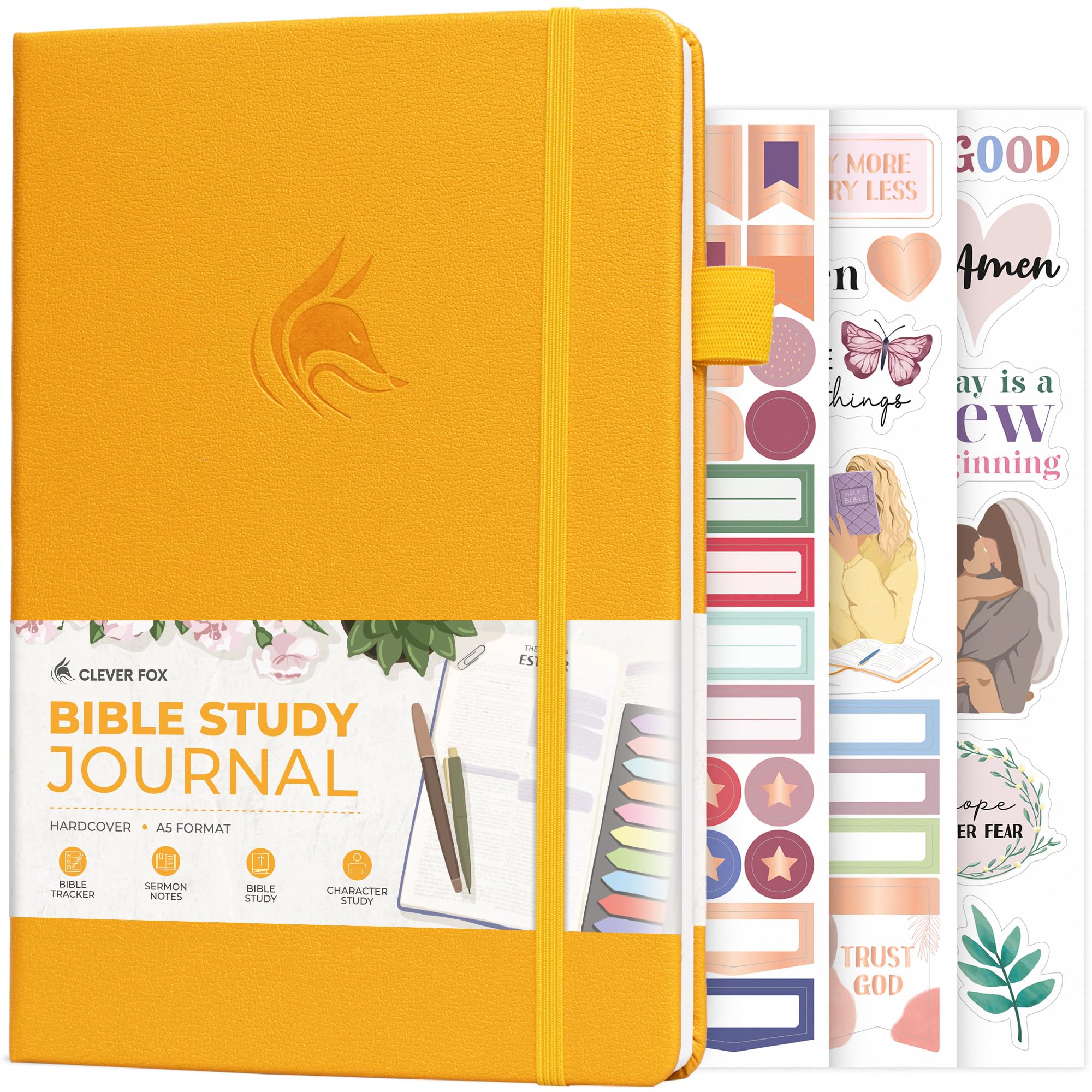 Photo 1 of Clever Fox Bible Study Journal – Church Notes Notebook – Note Taking & Journaling Kit – Faith Based Religious Gifts & Accessories (Amber Yellow)