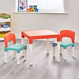 Liberty House Toys Kids Table and Two Chair Set Green Orange White 51cm view 3