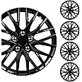 BDK (4-Pack) Premium Black Hubcaps 16" Wheel Rim Cover Hub Caps OEM Style Direct Replacement Snap On Car Truck SUV Van - 16 Inch, Set of 4