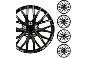 BDK (4-Pack) Premium Black Hubcaps 16" Wheel Rim Cover Hub Caps OEM Style Direct Replacement Snap On Car Truck SUV Van - 16 I