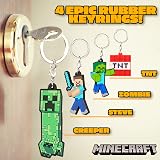 Minecraft Kids Keyrings and Silicone Wristband Set Creeper 4 Pack view 4