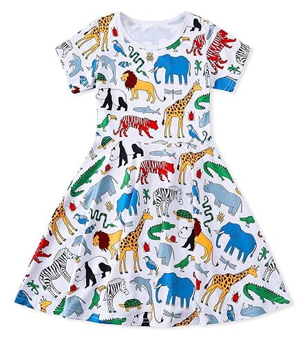 Back to School Outfits for Girls Kids Dresses Short Sleeve Dinosaur Casual  A-Line Twirly Skater Party Dress for 7-8 Years Kids in Dubai - UAE | Whizz  Casual
