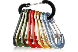 Booms Fishing CC5 Multi-Use Carabiner Clips, 10 Pack 2.7" Small Caribeener Clips, Mini Keychain Aluminum Caribeaner Clip