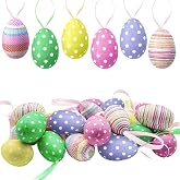 30 Pcs Easter Hanging Eggs, Colorful Paper Egg Tree Ornaments (Paper-Small) | Easter Eggs Hanging Ornaments for Home Indoor Birthday Decoration Party Supplies