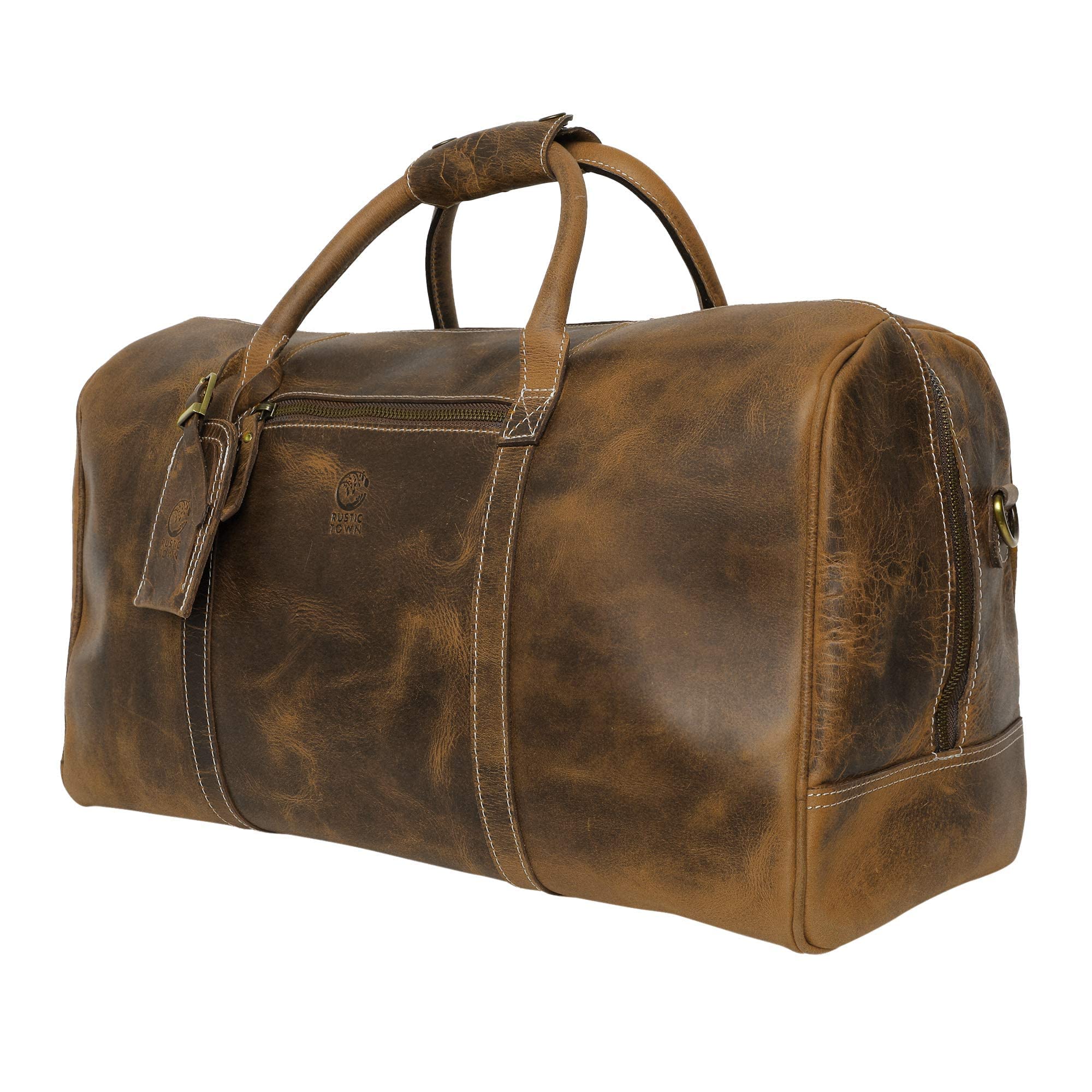 Leather Carry On Bag - Holdall Airplane Underseat Travel Duffel Bags by Rustic Town