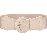 JASGOOD Women Wide Stretchy Waist Belt for Dress Vintage Suede Elastic Belt with Chunky Buckle