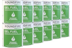 ROUNDFIRE 12 Pack Gel Fuel Cans for Fire Bowl, Fireplace, Gel Fire, Tabletop Fire Bowls, Warming, Indoor & Outdoor