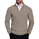 COOFANDY Men's Quarter Zip Sweaters Slim Fit Lightweight Knitted Mock Neck Pullover Casual Polo Sweaters