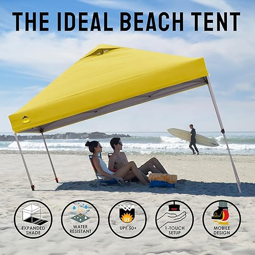 Crown Shades 10x10 Pop Up Canopy Beach Tent with One Push Setup