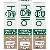 hello Naturally Whitening Toothpaste with Fluoride, Mint, 3 Pack, 5 oz | Anticavity Fluoride Toothpaste with Coconut Oil, Helps Remove Surface Stains, Strengthens Enamel, SLS Free, Vegan