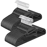 SONGMICS 50 Pack Coat Hangers, Heavy-Duty Plastic Suit Hangers, S-Shaped Opening, Non-Slip, Space-Saving, 360º Swivel Hook, 1