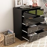 Panana Modern High Gloss Drawer Cabinet 4 Drawers Black No Handle view 4