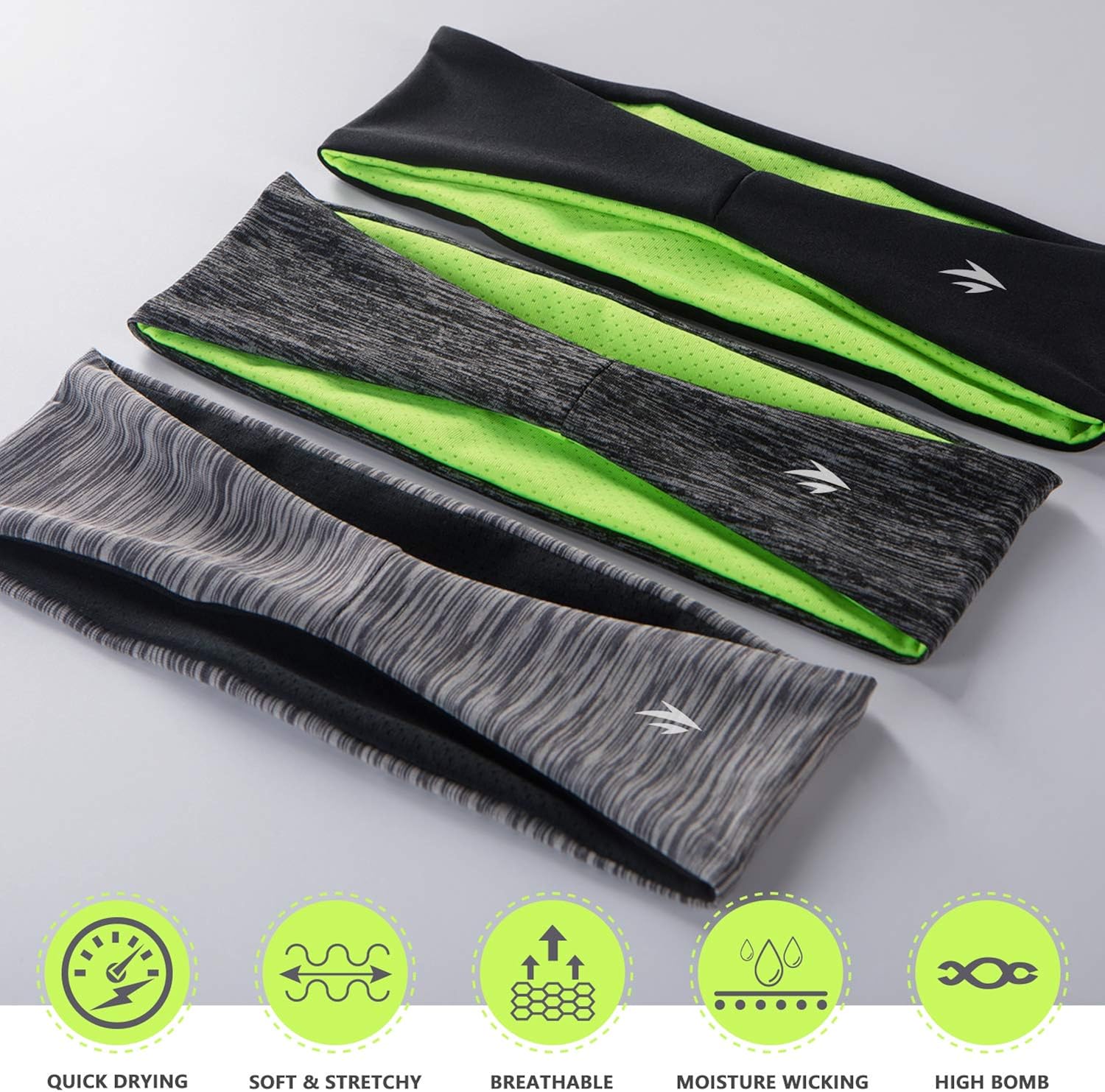 Zollen Mens Headbands 3 Packs Guys Sweatband and Sports Headband for Men for Running, Cross Training, Racquetball, Working Out : Clothing