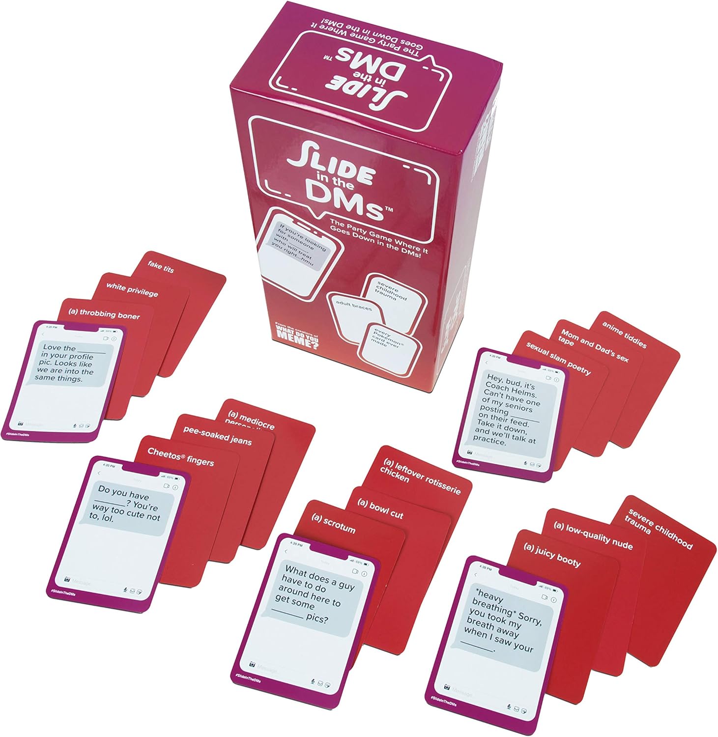 WHAT DO YOU MEME? Slide in the DMs - The Adult Party Game Where The Fun Goes Down In The DMs, Multicolor, 11.61 cm x 21.54 cm x 7.01 cm - Image 4