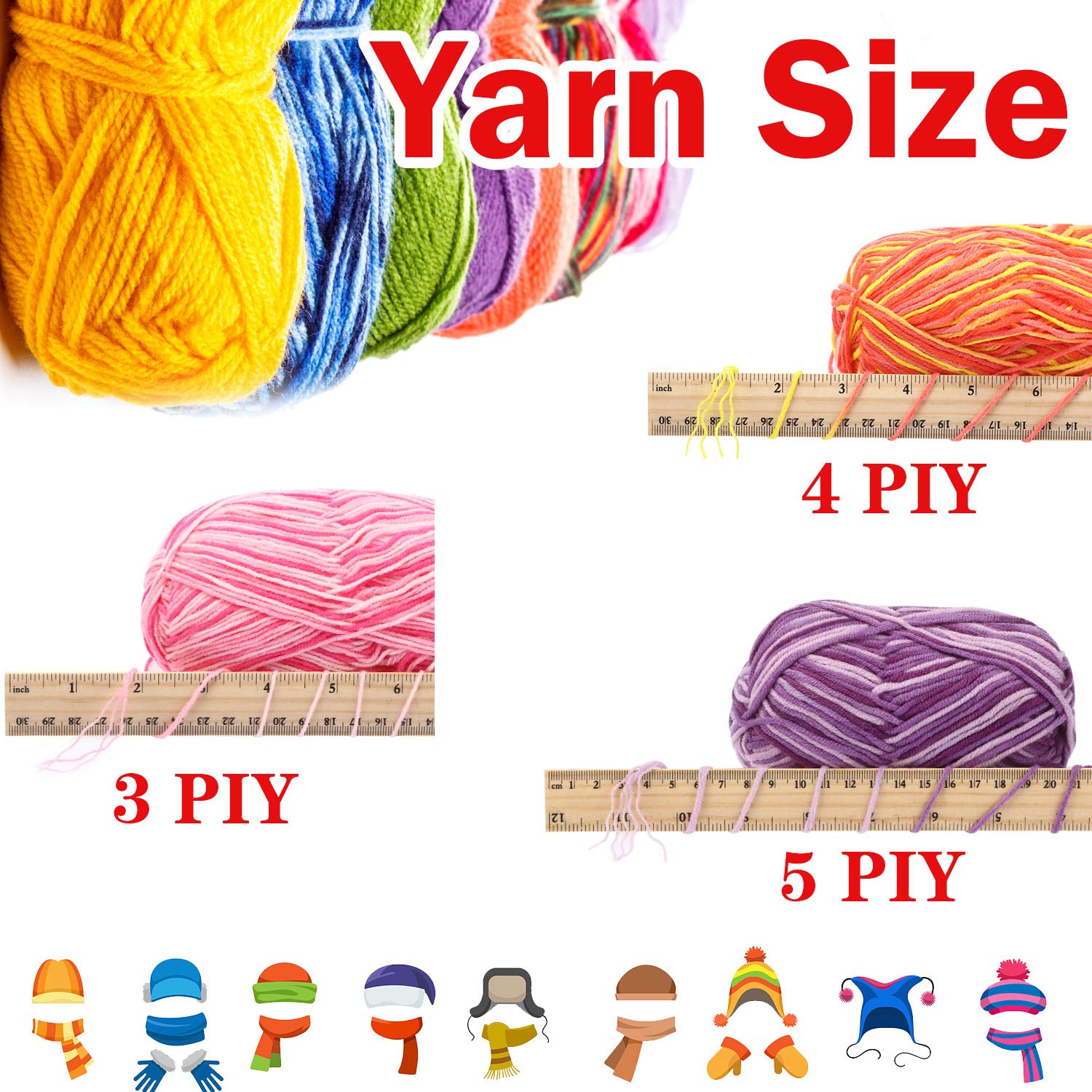WILLBOND 6 Pieces 50g Crochet Yarn Multi-Colored Acrylic Cotton Blend Knitting Hand Knitting Weaving Yarn