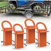 AUH 5/8” Stake Pocket Tie Down D Rings Orange 4PCS, Trailer D Rings with Anti-Loss Pin, Heavy Duty Adjustable Utility Trailer Towing Rings 18000 LBS Capacity for Flatbed Cargo Trucks Accessories