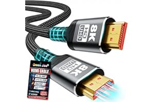 GREEN JISS 10K 8K HDMI Cable 2.1, Available 1.5FT 3.3FT 5FT 6.6FT 10FT 13FT 16FT 20FT 25FT Lengths for Selection,Ultra High Speed HDMI Cables Braided Cord 48Gbps, 8K@60Hz /4K@120Hz, HDCP 2.2&2.3(0.5M 1.5FT)