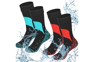 Jeyiour 2 Pairs Waterproof Socks Unisex Waterproof Breathable Outdoor Skiing Hiking Wading Fishing Socks for Men Women