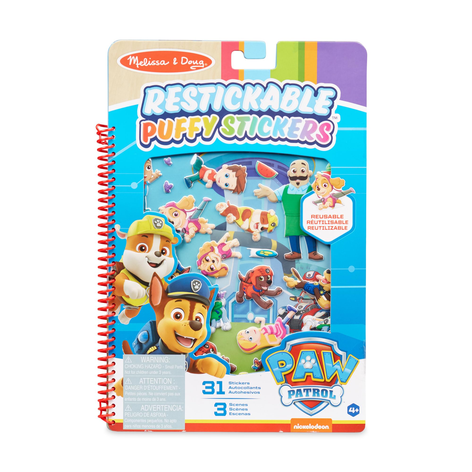 Melissa & Doug PAW Patrol Restickable Puffy Stickers - Adventure Bay, Multicolor, 33256