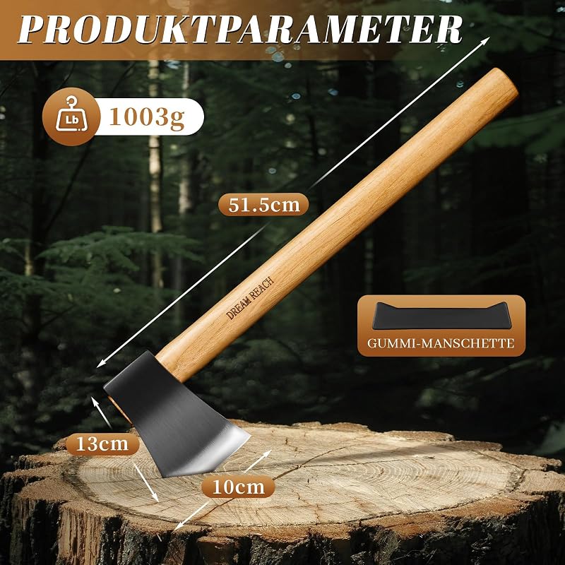 2Pcs Wiking Axt Beil geschmiedet Holzgriff Camping Wald