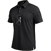 Alimens & Gentle Mens Polo Shirt Short Sleeve Tactical Dry Fit Golf Shirts Stretch Work Collared Tops Outdoor Sport Tennis
