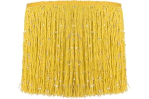 MECCANIXITY 8" Sequin Chainette Fringe Trim, 5 Yard Tassel Sewing Trim Fringes for Latin Dress Stage Dance Costume Party, Gol