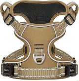 HEELE Dog Harness Small Medium No Pull Padded Reflective Vest with Handle Brown
