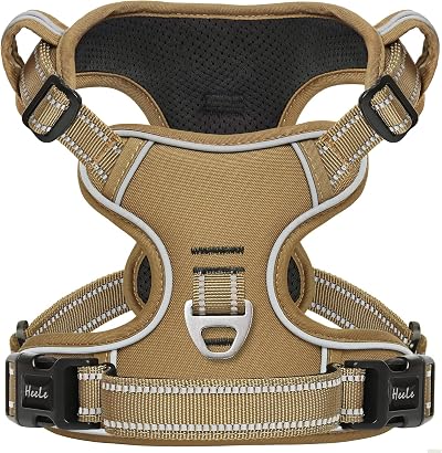 HEELE Dog Harness Small Medium No Pull Padded Reflective Vest with Handle Brown