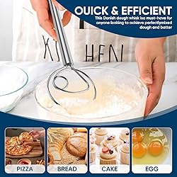 YIGEDA Danish Dough Whisk - Bread Dough Whisk with