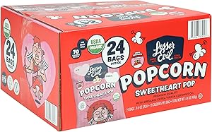 LESSEREVIL Organic White Chocolate Strawberry Popcorn 24ct, 14.4 OZ