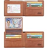 Wallet for Men-Genuine Leather RFID Blocking Bifold Stylish Wallet With 2 ID Window