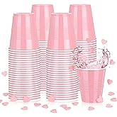 Pickmesh 50 Pack 12 oz Plastic Cups Valentine Disposable Cup Bulk for Valentine's Day Wedding Birthday Baby Shower New Year's Day Halloween and Festive Celebration Party Supplies(Light Pink)