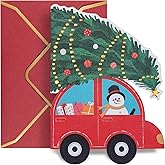 Prims & Flourish Christmas Cards with Envelopes, 16-Count Christmas Cards Boxed, Snowman Christmas Tree Die-Cut Design, Blank Inside Christmas Cards Bulk, Holiday Xmas Greeting Cards