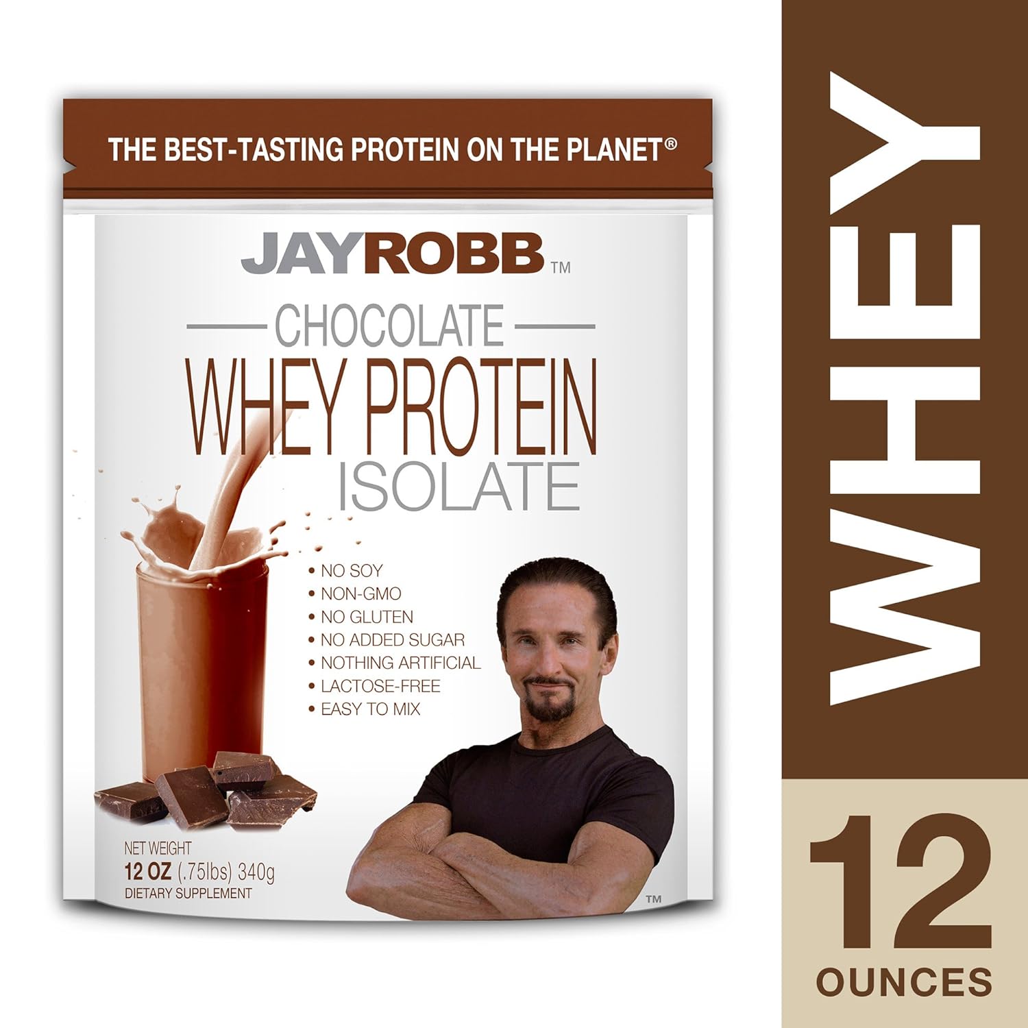 Jay Robb GrassFed Whey Protein Isolate Powder, 12 Ounce, Chocolate