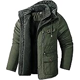 Mr.Stream Men's Winter Hooded Jacket Windproof Sherpa Lined Fleece Windbreaker Coat Outerwear Warm Parka