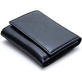 Alldaily Trifold Small RFID Blocking Wallet Slim Credit Card Wallet with with Zipper Pocket (Black)
