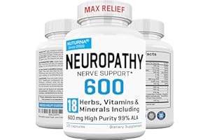 NUTURNA Neuropathy Support Supplement with 600 mg HP-99 Alpha Lipoic Acid - Max Strength ALA Nerve Formula for Feet Hands Fingers Legs - Ultra Potent 18 in 1 Natural Peripheral Nerve Vitamins - 120 Capsules