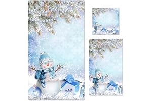 Preboun 3 Pack Christmas Snowman Bathroom Towels Set Snowflakes Hand Towels Winter Presents Flowers Balls Bath Towels Blue Christmas Snowman Kitchen Towel for Bathroom Home Hotel Beach Gym Spa