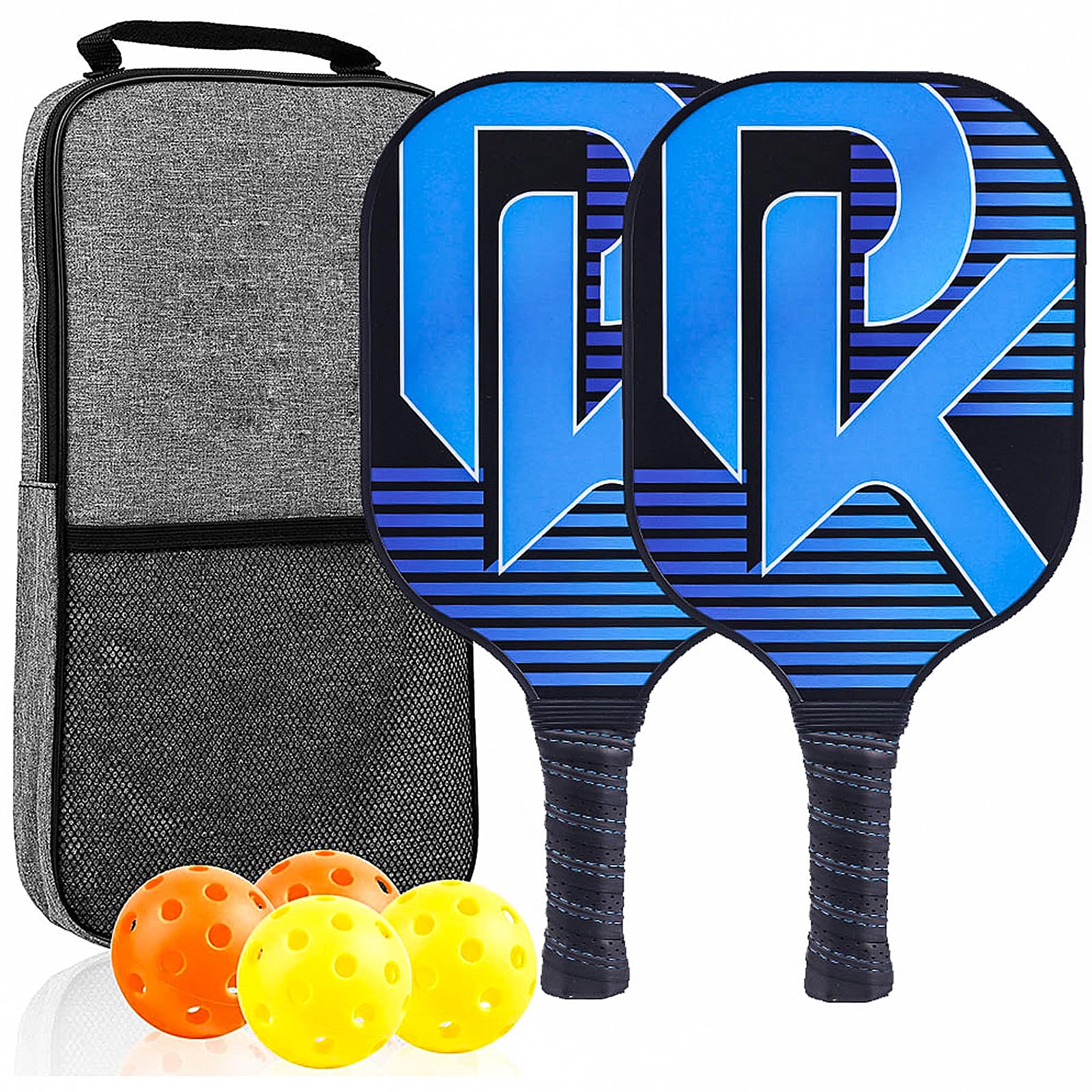 Lvpradior Pickleball Paddles, USAPA Approved Pickleball Racket Set Fibreglass Pickleball Beach Outdoor Gear Practice Racket, Durable and Light Weight for Men Women