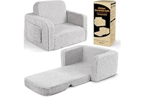 ACRABROS Kids Couch Toddler Chair: Sofa Bed Fold Out for Girls Boys Grey