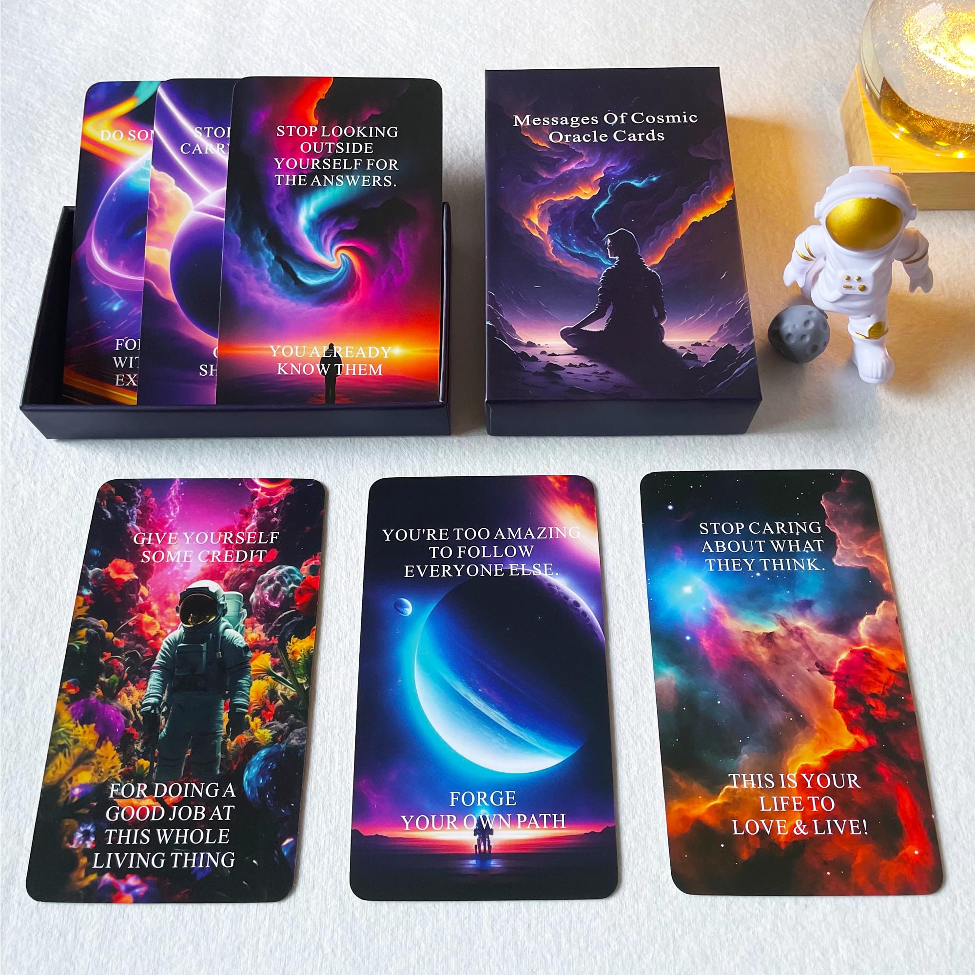 Qcsdckot Higher Self Messages Oracle Deck, Cosmic Oracle Cards, Positive Affirmations Cards Help You Create Your Best Life