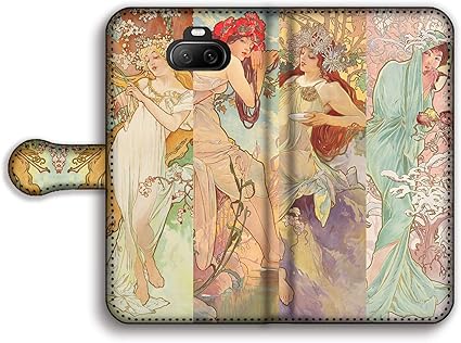Amazon Co Jp 手帳型 スマホケース 世界の名画 ミュシャ 四季 絵画 芸術 アート おしゃれ イラスト アール ヌーヴォー Iphone Xperia Galaxy Aquos Google Pixel Huawei Xperia 8 春夏秋冬 家電 カメラ