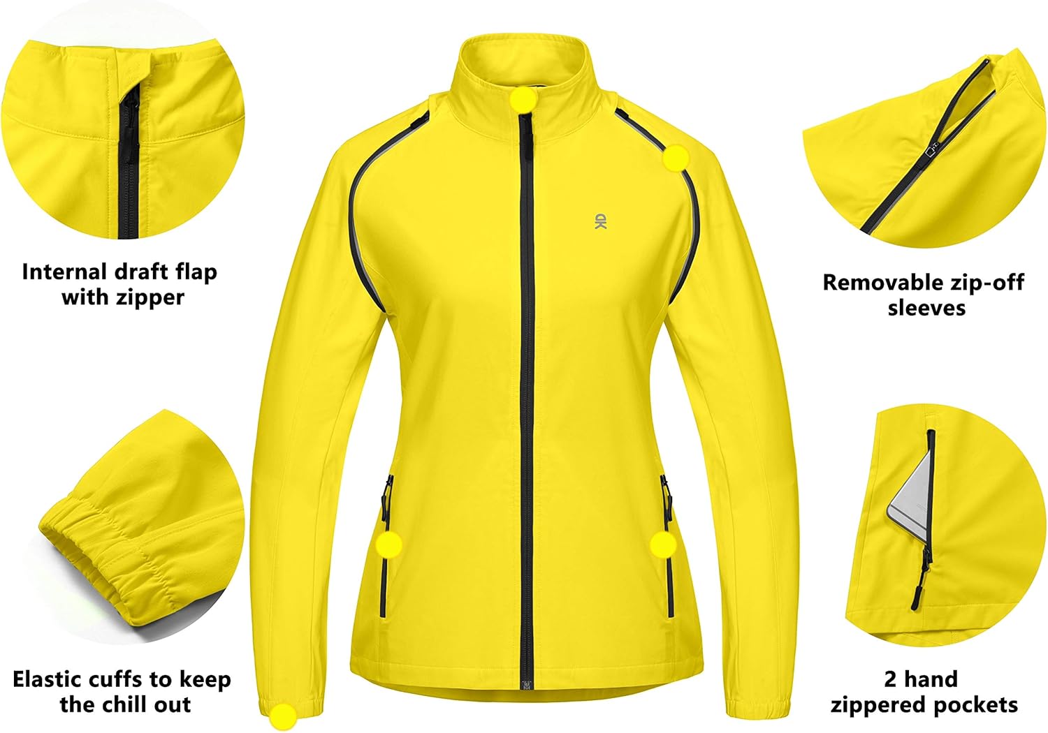 Little Donkey Andy Women's Quick-Dry Running Jacket, Convertible UPF 50+ Cycling Jacket Windbreaker with Removable Sleeves : Sports & Outdoors